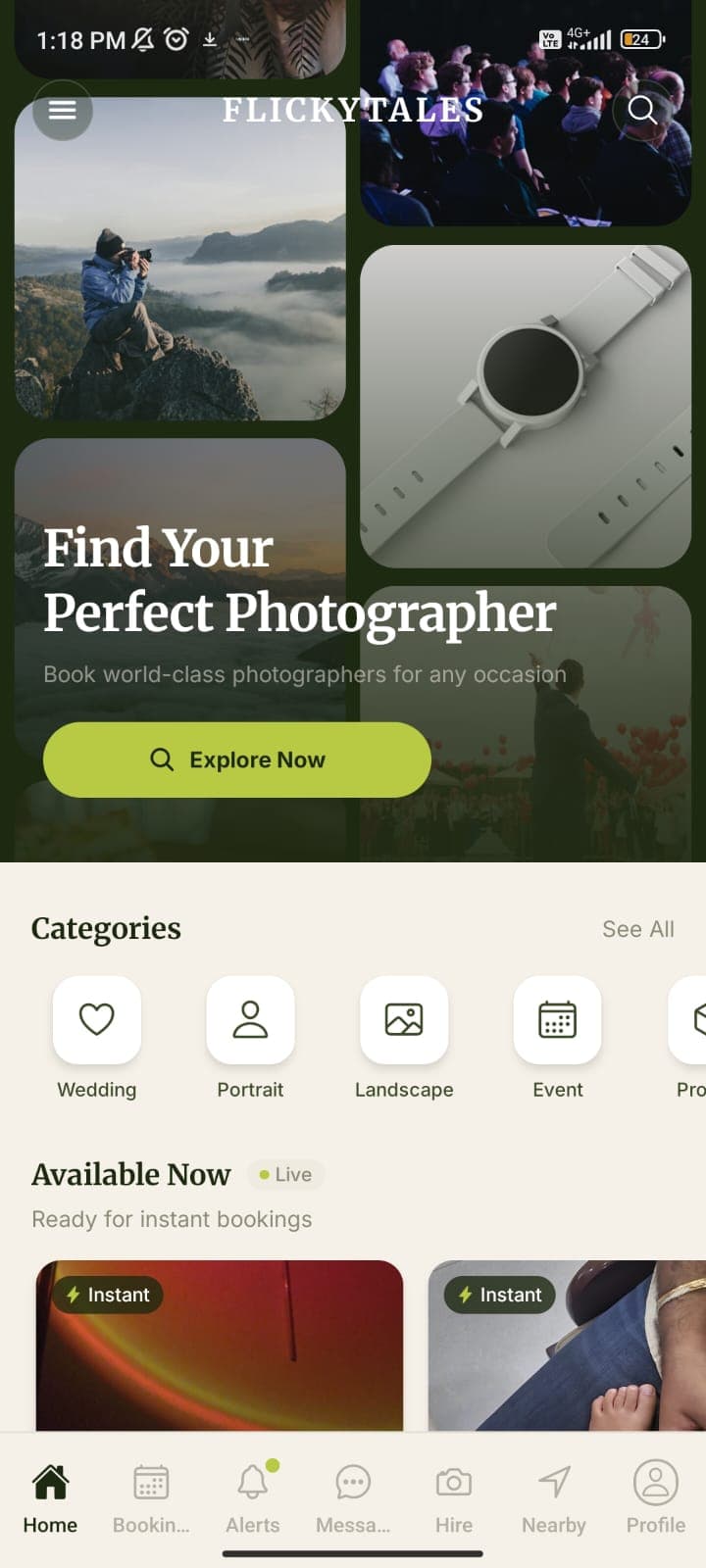 FlickyTales app — find your perfect photographer